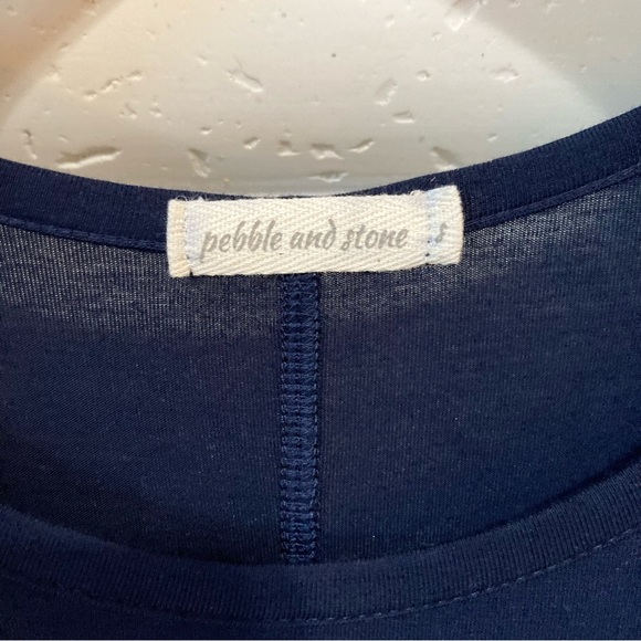 Pebble and Stone Navy Tunic Lace High Low Asymmetrical Top Size Small S - Picture 4 of 9